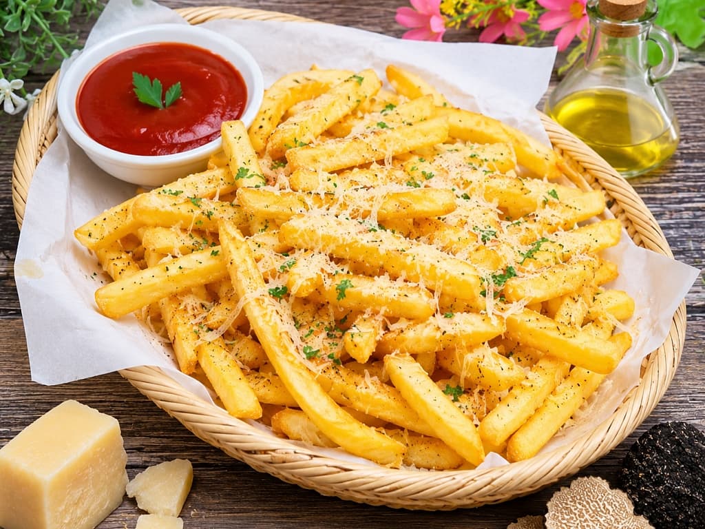 Картофель фри с трюфельным маслом и сыром пармезан