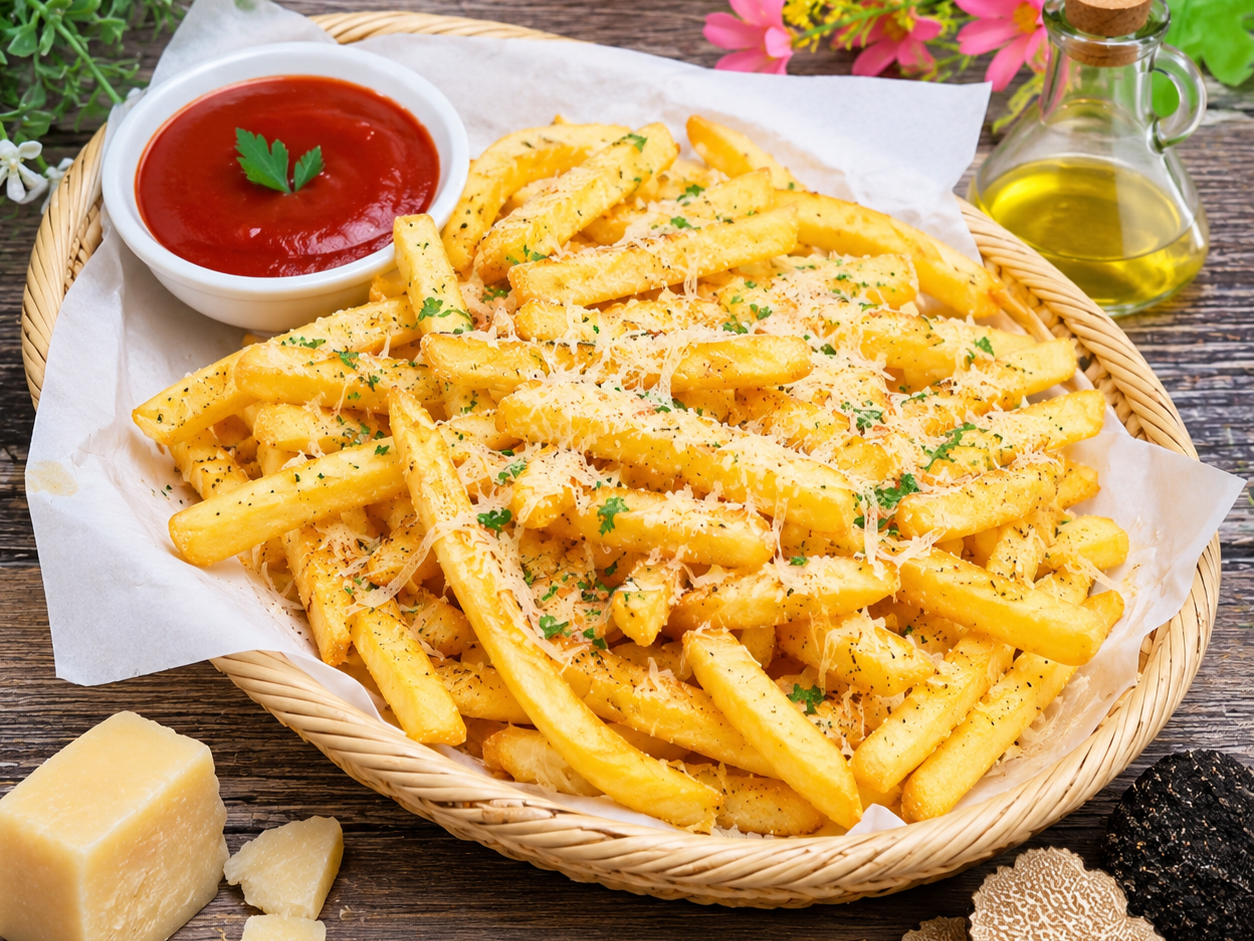 Картофель фри с трюфельным маслом и сыром пармезан
