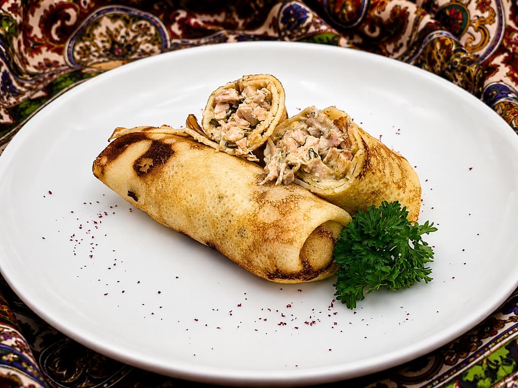 Блины с курицей и грибами