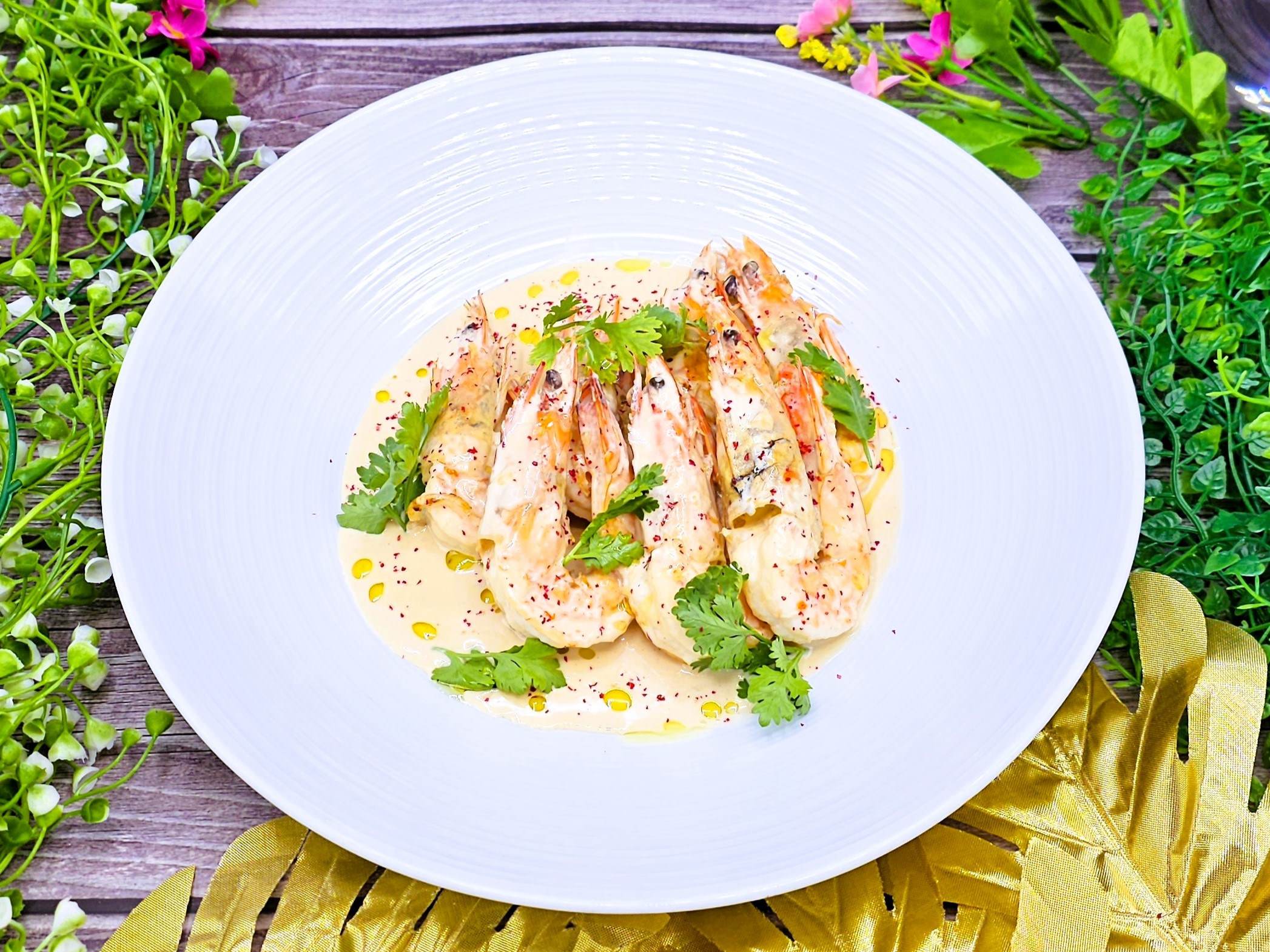 Креветки с сливочном соусе